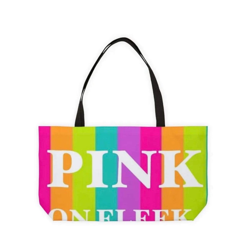 Victoria's Secret hot pink stripped tote bag